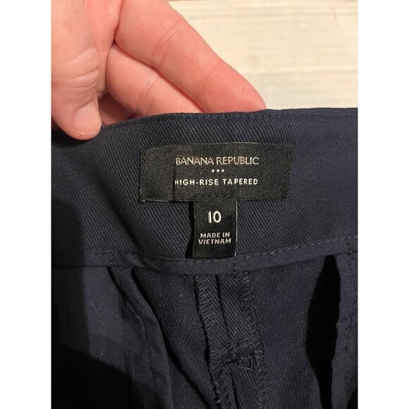 New Banana Republic Factory Women Twill Belted Taper Pant Size 10 Navy High-Rise - Picture 5 of 13